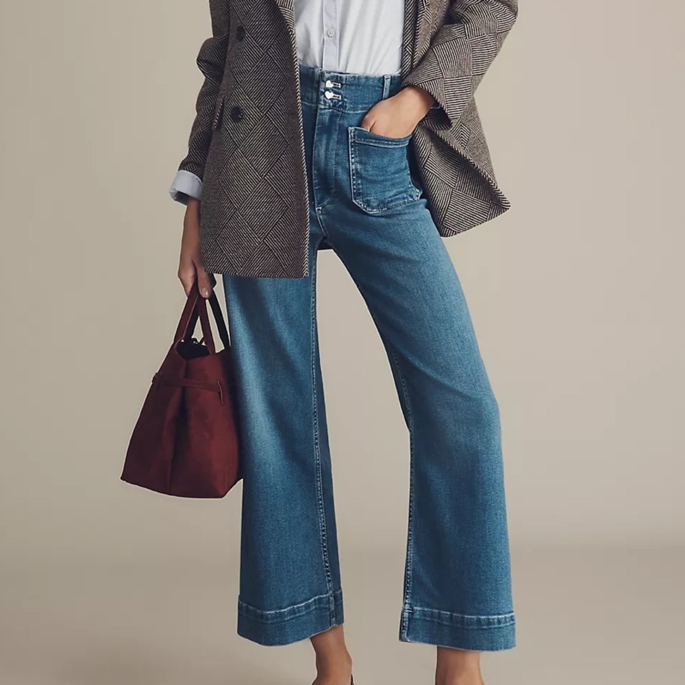 The Colette Crop High-Rise Wide-Leg Jeans by Maeve